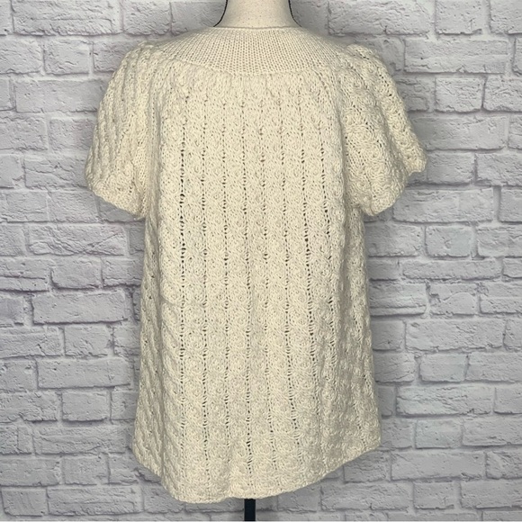 ALPS Wool Blend Cable Knit Short Sleeve Cardigan - Picture 4 of 15